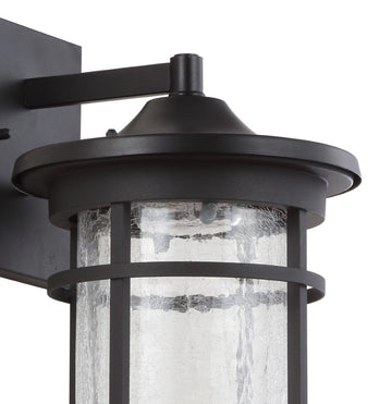 Campo Outdoor Wall Lantern Crackled Glass/Metal Integrated LED Wall Sconce - JONATHAN Y